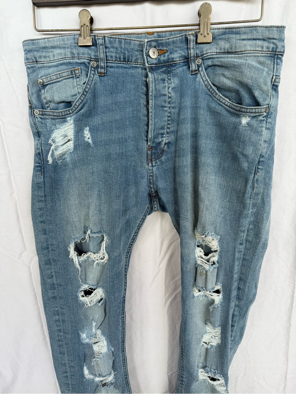 H&M Divided Brand Men's Light Blue Distressed Jeans